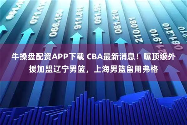 牛操盘配资APP下载 CBA最新消息！曝顶级外援加盟辽宁男篮，上海男篮留用弗格